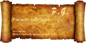 Parsch Génia névjegykártya